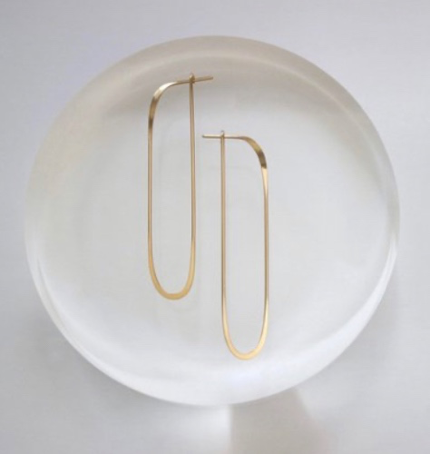L. Greenwalt Gold Oval Hoop Earrings