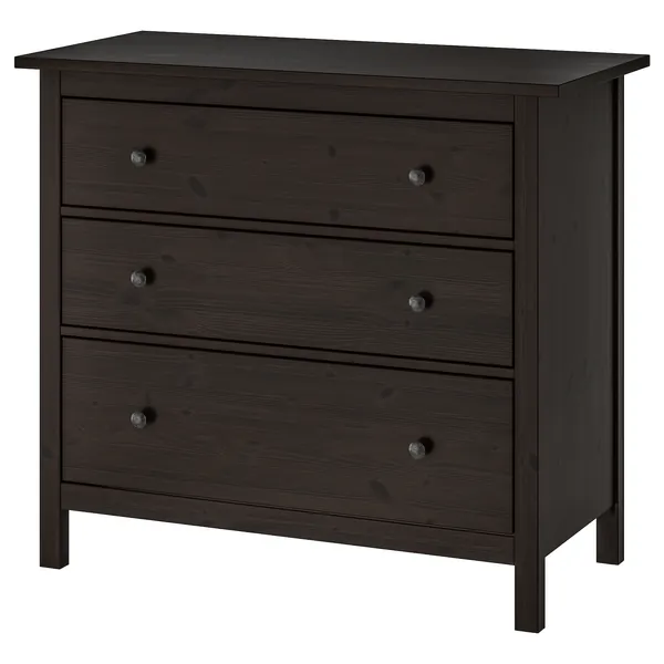 HEMNES 3-drawer chest - black-brown 42 1/2x37 3/4 "