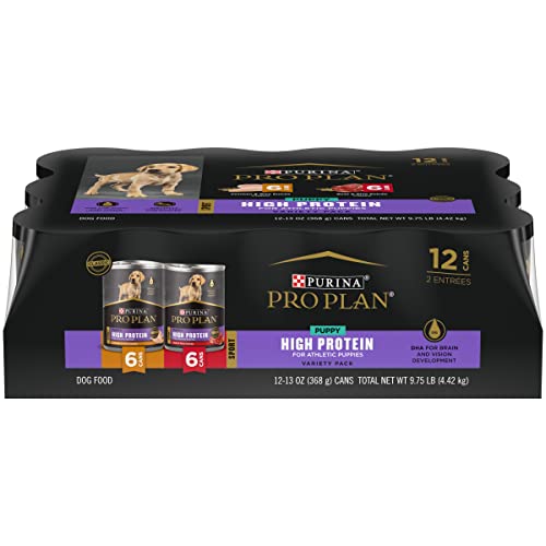 Purina Pro Plan Sport Wet Beef & Rice Entrée and Chicken and Rice Entrée Puppy Wet Dog Food Variety Pack - (Pack of 12) 13 oz. Cans