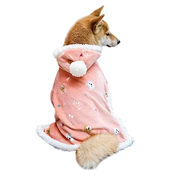 Fulvara Dog Clothes Fleece Winter Coat Warm Soft Dog Vest for Cold Weather,Flannel Blanket Throw Multi-use Pet Apparel for Small Medium Dogs & Cats (S Pink) - Medium Pink