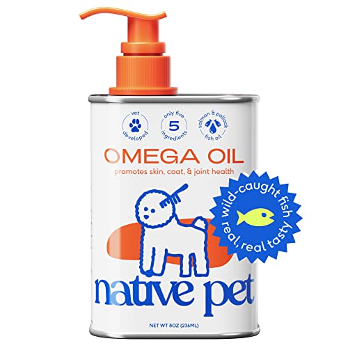 Native Pet Omega 3 Fish Oil for Dogs - Made with Wild Alaskan Salmon Oil with Omega 3 EPA DHA - Supports Itchy Skin + Mobility - Liquid Pump is Easy to Serve - a Fish Oil Dogs Love! (8 oz) - 8 oz