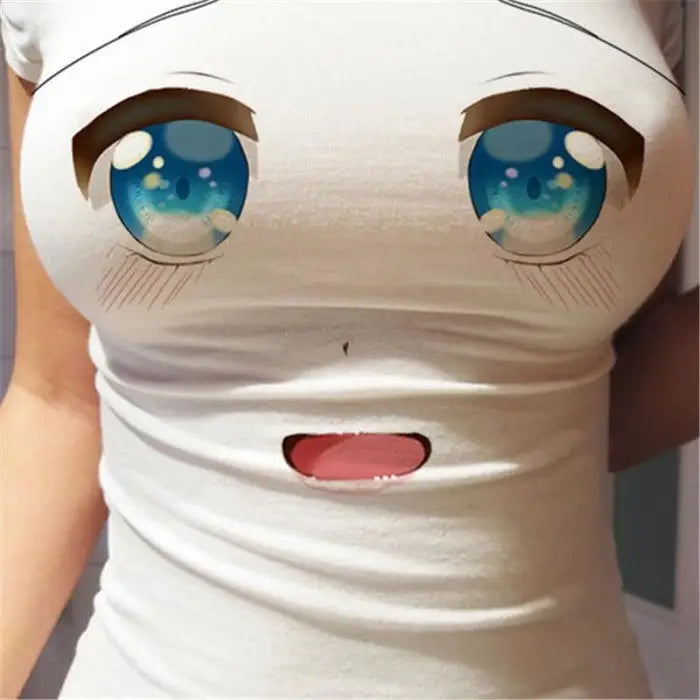 Kawaii Anime Face T-Shirts for a Comfy Classic Look - Blue Innocent Eyes / S