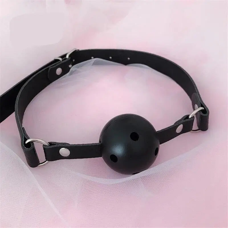 Pastel Pink Ball Style Gag in Vegan and Non-Toxic Materials - Black Ball Gag