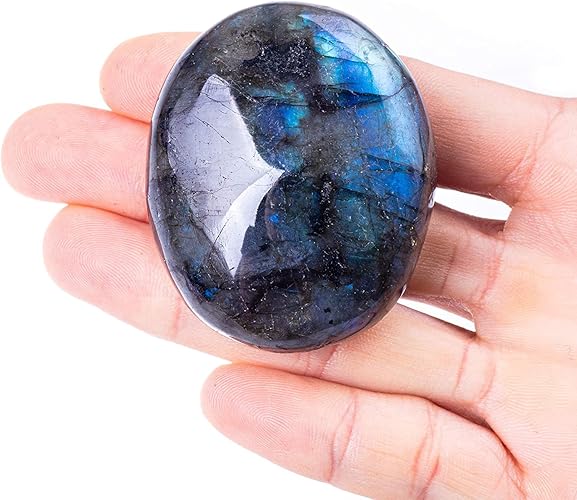 Natural Labradorite Plam Stones,Gemstones Irregular Polished Worry Stone 1.5"-2.7" - Labradorite