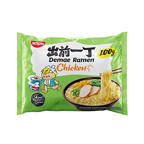 Nissin Demae Ramen – Huhn, Einzelpack, Instant-Nudeln japanischer Art, mit Hühnerfleisch-Geschmack, Sesamöl & Gewürzen, schnell & einfach zubereitet, asiatisches Essen (1 x 100 g) - 500 ml (1er Pack)