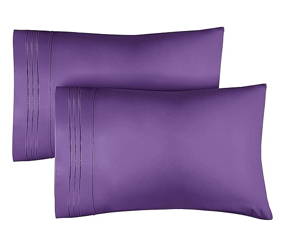 King Pillow Cases Set of 2 - Soft, Hotel Quality Pillowcase Covers - Comfy, Luxury Bedding for Women, Men, Kids & Teens - Machine Washable Pillow Protectors - 2 Piece - King Size Purple Pillow Cover - King - 37 - Purple