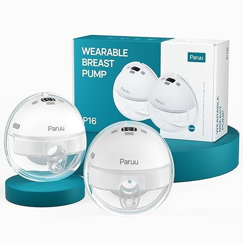 Paruu P16 Hands-Free Wearable Breast Pump, Electric Breast Pump Strong Suction, Low Noise, 4 Modes & 12 Levels, Portable Breast Pump - 19/21/24mm Insert/Flange, 2 Pack (White) - White