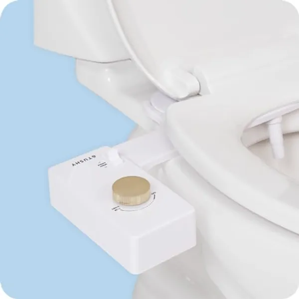 TUSHY Classic 3.0 Bidet Toilet Seat Attachment - A Non-Electric Self Cleaning Water Sprayer with Adjustable Water Pressure Nozzle, Angle Control & Easy Home Installation (1, White/Gold) - White/Gold - 1