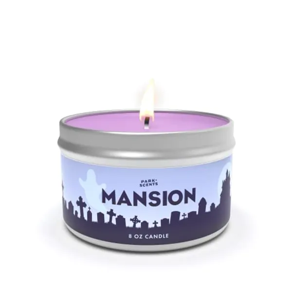 Park Scents Mansion Candle - Inspired by the haunted mansion at disney theme parks - Handmade in the USA - vegan and cruelty free | 8 oz. Tin