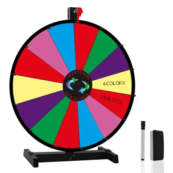 WJTQTBT 18” Spinning Wheel for Prizes,14 Colorful Prize Slots Tabletop Spinner,Color Prize Wheel for Trade Show,Fortune Spinning Game,Carnival - 18"