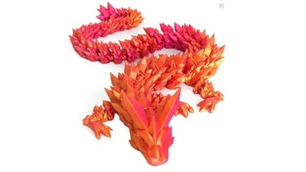 3D Printed 24in Crystal Dragon Articulated Autism Relief, Sensory Toy, Gift for Birthday, Figurine Decor (Red Mix Gold), Finishing by Primus - Made in USA