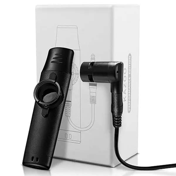 Electric Kazoo With Pickup, Professional Metal Kazoo with 5 Pcs Extra Membranes, 9.8ft Replaceable Cable and Jack, Adjustable Tone Music Instrument for Kids/Adults/Music Lovers(Electric Black) - Electric Black