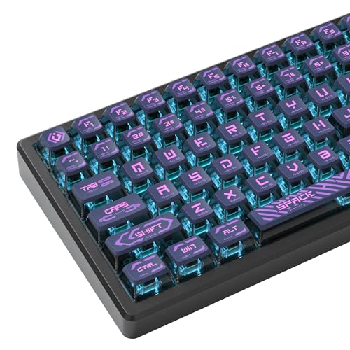 iTastatur Punk Pudding Keycaps,120 Keycap Set keycaps 60 Percent, ASA Profile Custom Keycap, PBT Dye-Sublimation Translucent ANSI US Layout for Cherry MX Switches 61 68 87 96 104 Mechanical Keyboard - Purple punk
