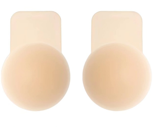 Added Lift Silicone Nipple Covers Adhesive Bra Invisible Strapless Sticky Bra Petals Breast Lift Pasties for Women - Light Cream Fits A-C cups