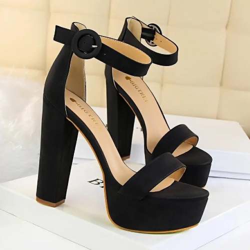 Elegant Square Heel Baby Doll Heels for a Kawaii Look in Stock - Black / 5