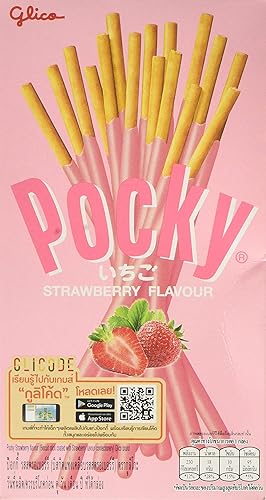 Glico Pocky Strawberry Biscuit Sticks 47 g - Chocolate,Strawberry - 47 g (Pack of 1)