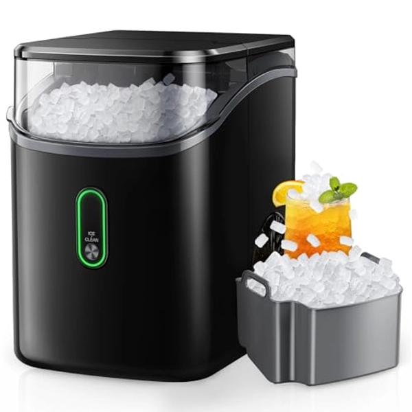 Silonn Nugget Ice Maker Countertop, Pebble Ice Maker with Soft Chewable Ice, One-Click Operation Ice Machine with Self-Cleaning, 33lbs/24H for Home,Kitchen,Office