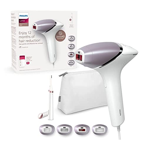 Philips Lumea IPL Hair Removal 8000 Series - Hair Removal Device with SenseIQ Technology, 4 Attachments and Satin Compact Pen Trimmer, Corded Use (Model BRI949/00)