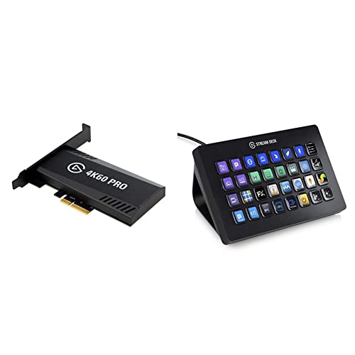 Elgato 4K60 Pro MK.2, Internal Capture Card & Stream Deck XL – Advanced Studio Controller, 32 macro keys, trigger actions in apps and software like OBS, works with Mac and PC - 4K60 Pro - + Studio Controller, 32 macro keys