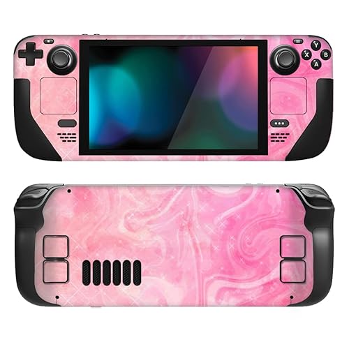 PlayVital Full Set Protective Skin Decal for Steam Deck LCD, Custom Stickers Vinyl Cover for Steam Deck OLED - Psychedelic Pink