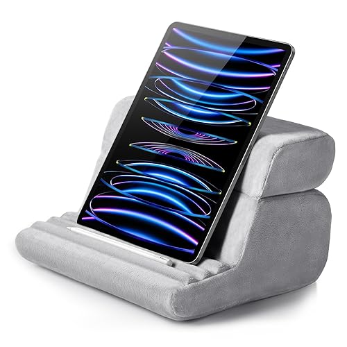 UGREEN Tablet Stand, Pillow Pad for iPad, Tablet Stand Holder for Bed Sofa, Pillow Stand with Pocket Compatible for iPad Pro 12.9 10.5 9.7, iPad Mini 6 5 4 3 iPad Air, E-Reader, Kindle, Samsung Tabs - Grey