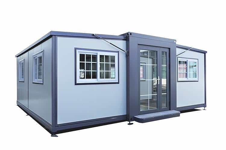 Jaxenor 19x20ft Portable Prefabricated Tiny Home, Mobile Expandable Plastic Prefab House for Hotel, Booth, Office, Guard House, Shop, Villa, Warehouse, Workshop - 19x20ft(with restroom)