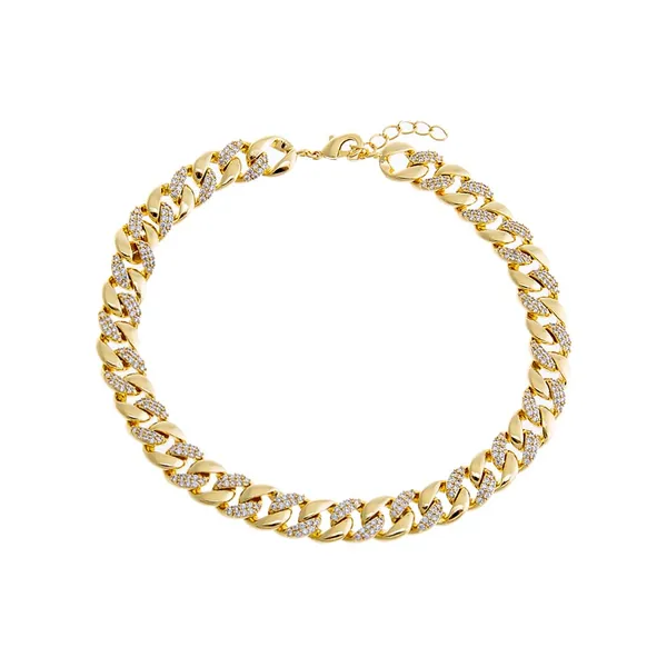 Solid/Pave Cuban Chain Anklet