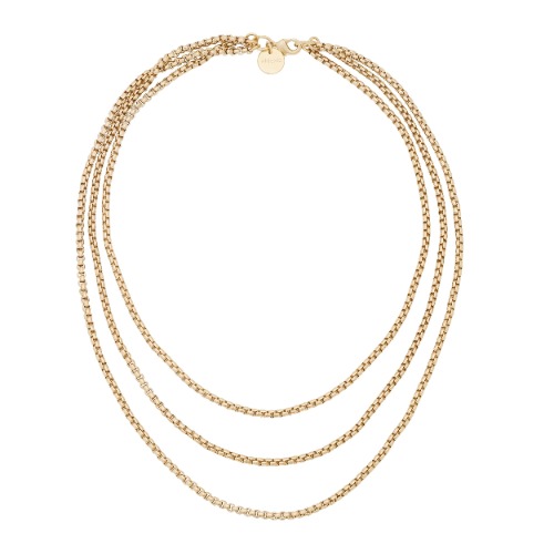 Triple Layer Thin Luciana Box Chain Necklace - GOLD