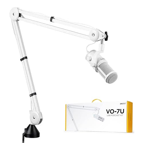 Deity VO-7U Boom Arm Kit USB Dynamic Podcast Microphone with RGB Lights for Game Podcast Stream YouTube (White) - White