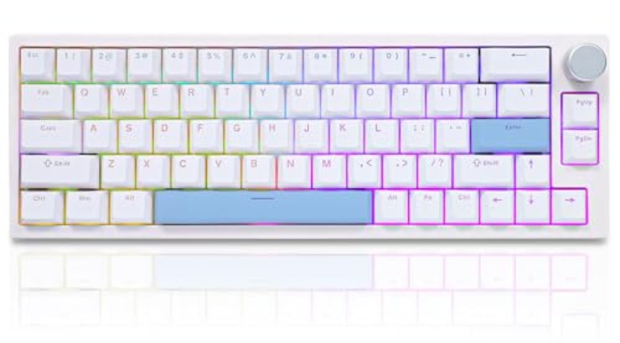 BOYI 66Pro Rapid Trigger Magnetic Switch 65% Mechanical Keyboard,Hall Effect Gasket-Mounted RGB HotSwap Hyper-Fast Adjustable Actuation Wired Compact Gaming Keyboard with Knob(White) - White