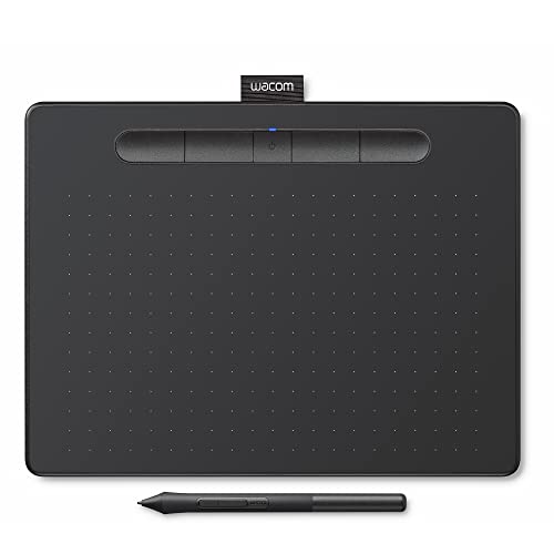 Wacom Intuos Medium Bluetooth Graphics Drawing Tablet, Portable for Teachers, Students and Creators, 4 Customizable ExpressKeys, Compatible with Chromebook Mac OS Android and Windows - Black - Black - Medium Wireless - Tablet
