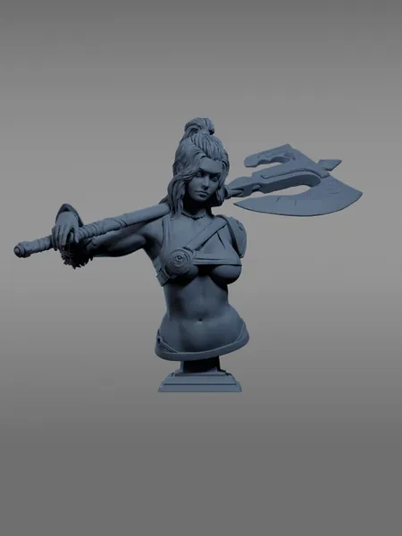 Thora Bust | Female Fantasy miniature bust 3d resin printed model Viking pin up miniature bust warrior | 35mm / 75mm | by Toydoy