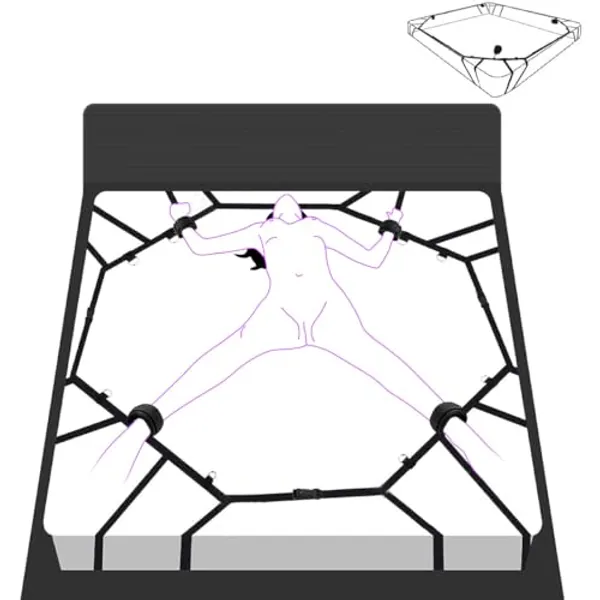 Sex Restraints, Sex Bondage BDSM Kit Bed Restraints Set, Super Easy Install Bondage Rope Adjustable Straps, Sex Toys with Handcuffs Ankle Cuff for Adults Women Couples Game Pleasure