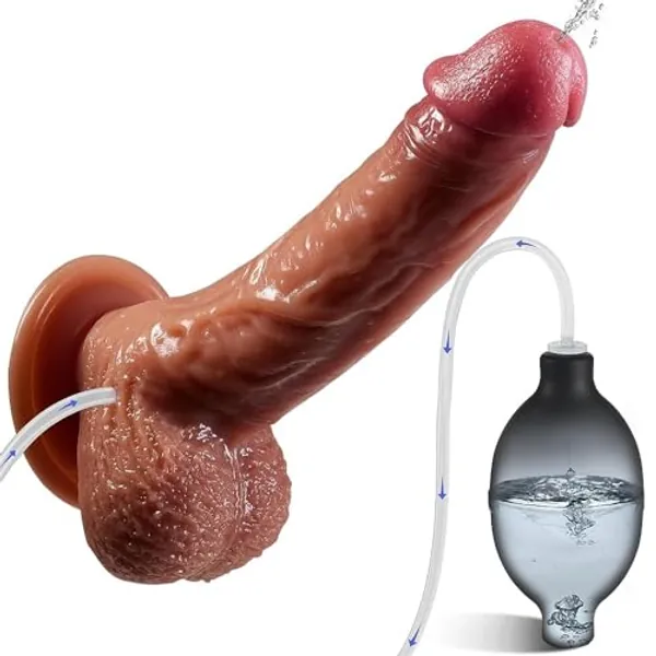 DOCOLO Realistic Squirting Dildo Sex Toy - 8.3 Inch Ejaculating Penis with Strong Suction Cup for Hands-Free Play, G-Spot Anal Dildos, Anal Prostate Dildos Adult Sex Toys for Wome Men Couple Pleasure