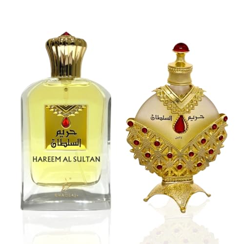 Khadlaj Hareem Al Sultan Gold 2-Piece Gift Set for Unisex, (2.5 Oz Eau De Parfum Spray + 1.18 Oz concentrated perfume oil) - hareem gold bundle - 3.68 Fl Oz (Pack of 1)