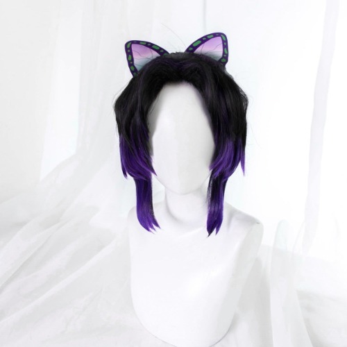 Uwowo Anime Kochou Cosplay Wig 23cm Short Black Purple Gradient Corps