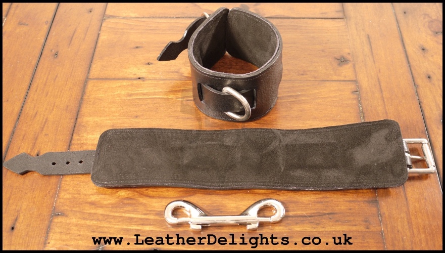 Black Ankle Cuffs with Suede Lining - Black / Small - 6" to 8"