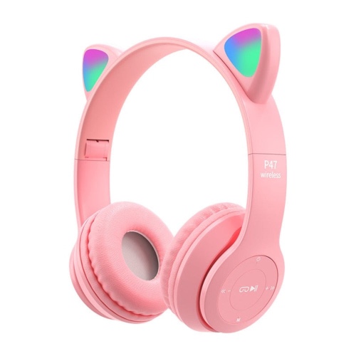 Cat Ears LED Bluetooth Headphones - Pink