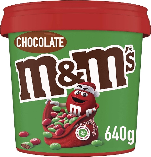 M&M's Red & Green Milk Chocolate Christmas Party Bucket 640g