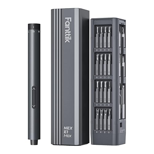 Fanttik E1 Max 3.7V Mini Electric Screwdriver, Precision Screwdriver Set, 50-in-1 Magnetic Bits, Magnetic Storage, 5/32''Hex, Electric Screwdriver for Electronics Phone Camera Laptop Watch - Grey - Grey