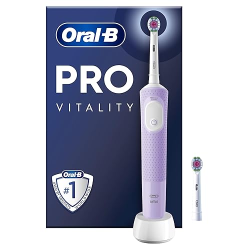 Oral-B Vitality Pro Electric Toothbrushes For Adults, 1 Handle, 2 Toothbrush Heads, 3 Brushing Modes Including Sensitive Plus, 2 Pin UK Plug, Purple - Lilac