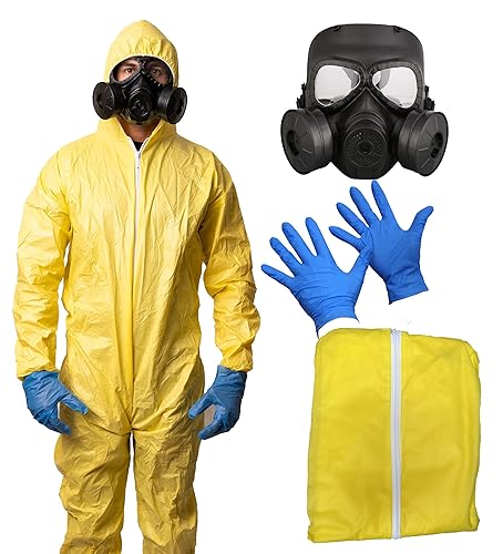4 pcs Meth Cook Costume - Halloween Costumes For Men - Adult & Teen One Size Fits All - 2024 Trending Fancy Dress - UK Based Brand