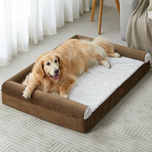 WNPETHOME Dog Beds for Large Dogs, Orthopedic Sofa Dog Bed Mat Pillow with Removable Waterproof Cover, Egg-Foam Dog Crate Bed for Medium Large Dogs (Coffee, XXL(48 * 35 * 7) Inch) - Coffee - XXL(48*35*7) Inch