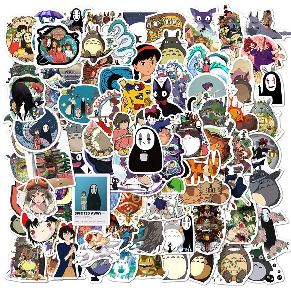 Anime Miyazaki Stickers for Laptop (100 PCS),Gift for Children Teens Adults Girl Boys,Waterproof No Face Man Stickers for Water Bottle,Vinyl Stickers for Journal,Dairy,Scrapbook,Skateboard