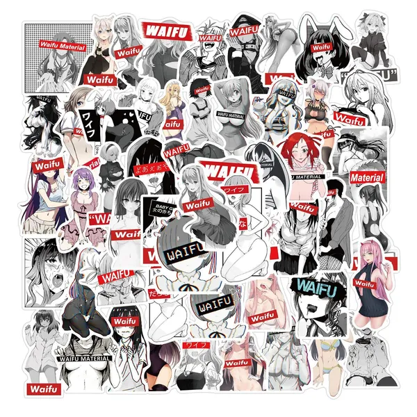 Anime Sexy Girls Stickers|50 PCS|Vinyl Waterproof Stickers for Laptop,Skateboard,Water Bottles,Computer,Bumper,Phone,Hard hat, Ahegao Lust Face Waifu Stickers and Decals,Adults Kids Teens for Stickers