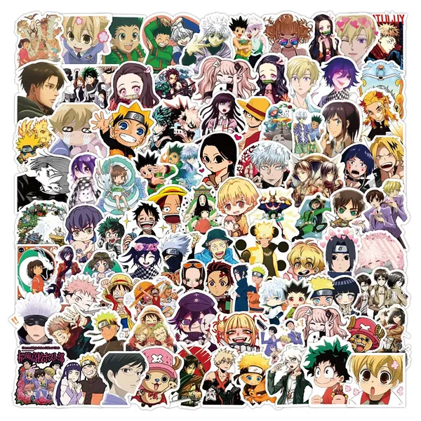 Anime Mixed Stickers,[100 Pcs]Cute Aesthetic Manga Gifts for Cartoon Fan,Waterproof Vinyl Decals for Bumper Cars Computer Scrapbook Guitar Luggage Skateboard,Popular Classic Japanese Anime Stickers