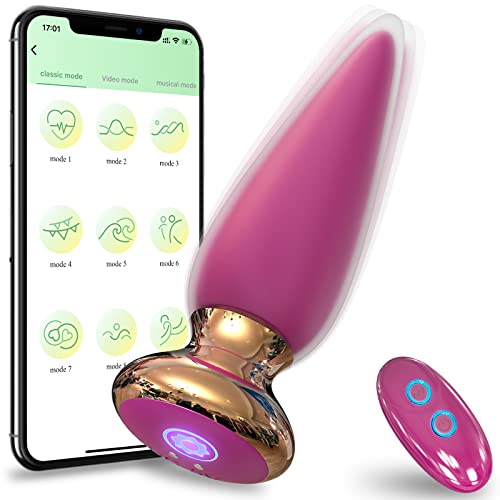 App & Remote Control Anal Butt Vibrator Prostate Massager, 9 Classic Vibrating Modes G-Spot Vibrator Rechargeable APP Control Anal Plug Vibrator Adult Sex Toys for Men & Couple