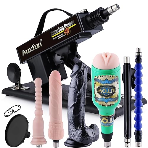 AUXFUN Sex Love Machine Adult Toy, 3XLR Connector Automatic Machines for Male and Female Masturbation, Automatic and Adjustable Vaginal Anal Massage Pumping Guns with 7 Attachments - 7 SET