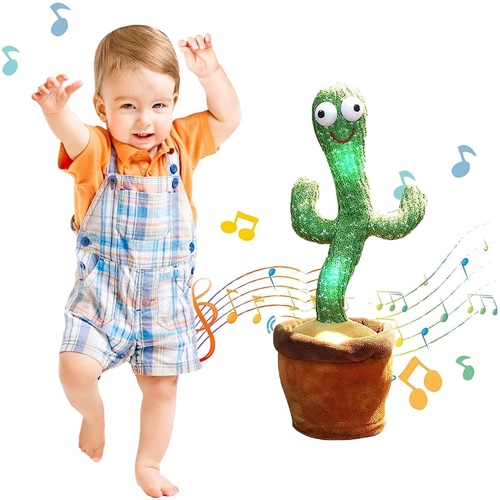 Bonistasia Dancing Cactus Toy, Talking Cactus, Luminous Cactus Plush Toy, Funny Dancing Cactus Plush Toy, Baby Toy, Cute Talking and Dancing Cactus Plush Toy Electronic Shake (USB)