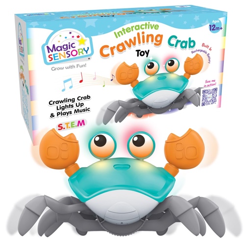 Magic Sensory Interactive Crawling Crab Baby Toy - Walking Crab Baby Toy for Toddlers with Interactive Lights, Music and Sounds - Cute Crab Toys for Babies 18 Months Up - Blue - Blue